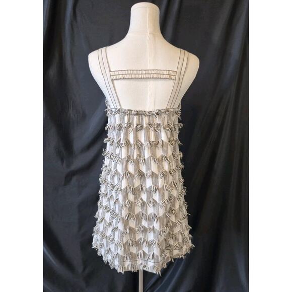 Anthropologie Womens Tan Beige Fringe Ladder Back Shift Dress Small - Picture 7 of 9